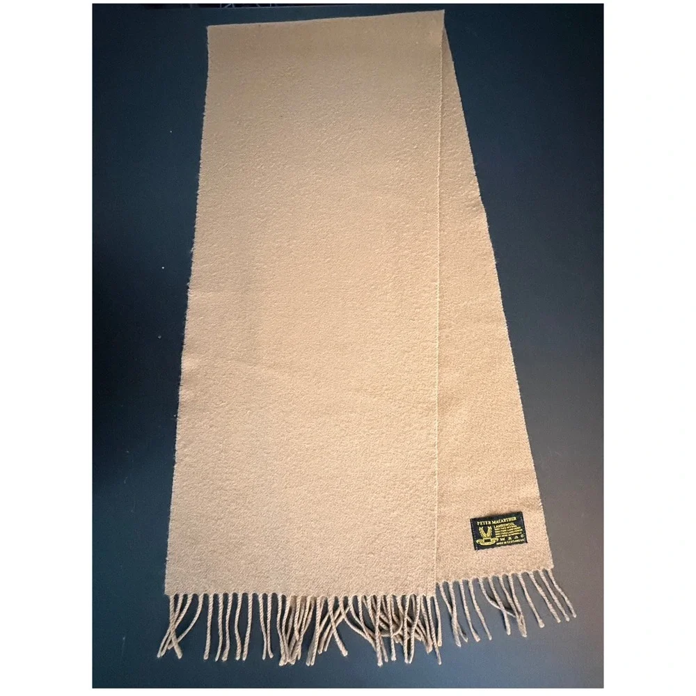 Vintage Peter MacArthur Lambswool Scarf Tan Made in Scotland 100% Pure New Wool
